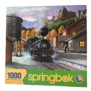Springbok 1000 Piece Jigsaw Puzzle Mountain Express Steam Locomotive Train